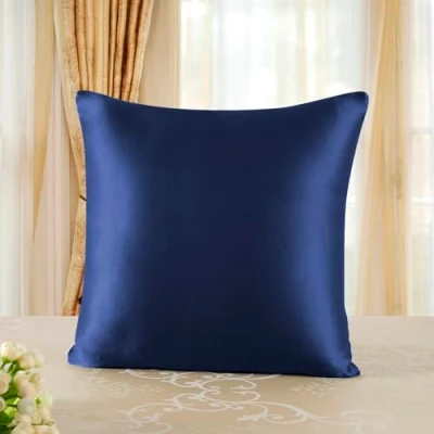 Image de townssilk Housse d&#039;oreiller en Soie de mûrier 100% 19mm sur Les Deux côtés de,pour la santé des Cheveux et Peau, Taille 65x65cm avec Fermeture éclair cachée, Navyblue