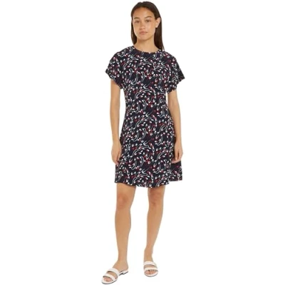 Image de Tommy Hilfiger Short Robe de jour, Femme, Taille: 42, Small ribbon print desert sky