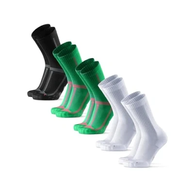 Image de DANISH ENDURANCE Lot de 3 ou 5 paires chaussettes course rembourrées Pour longues distances Anti ampoules homme et femme, Multicolore (1 noir/gris, 2 blancs, vert/orange), 35 38