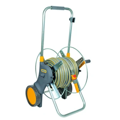 Image de Hozelock 2465R0000 Grand Dévidoir Chariot Équipé Jaune/Gris 61 x 52 47 cm