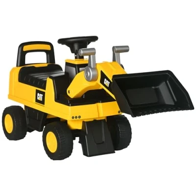 Image de HOMCOM Pelleteuse à siège, Véhicule Godet, pour Enfants avec klaxon, Espace de Rangement sous Le Voiture Godet partir 18 Mois, Jaune+Noir,