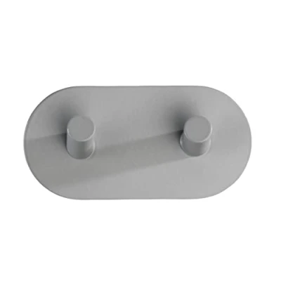 Image de WENKO crochet mural Duo Gris mat Acier inox de salle bain, porte serviette, autoadhésif, inoxydable, 10 x 5 2.8 cm,