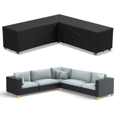 Image de BOTOING Housse pour Meubles de Jardin Forme en L, Protection Canape Angle Extérieur, Anti poussière Imperméable Aide à Prolonger la Vie des Meubles, 270*270*90cm