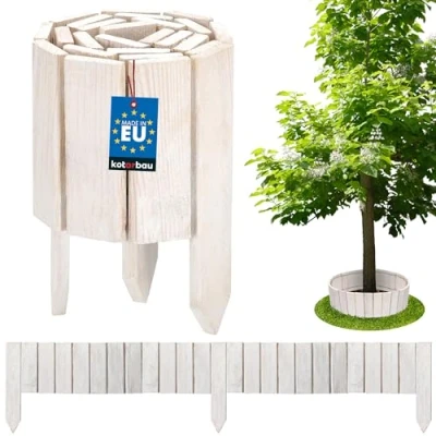 Image de Bordure de jardin flexible en bois pin 15 x 110 cm Blanc KOTARBAU®