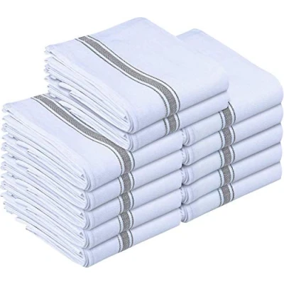 Image de Utopia Towels torchons de Cuisine 38 x 64 cm 100% Coton filé à l&#039;anneau, Super Absorbant, Ensemble et Doux réutilisables (Lot 12, Gris Blanc)
