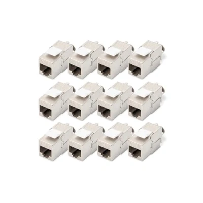 Image de DIGITUS Keystone Module Cat 6A Blindé 12 pièces RJ45 femelle 500 MHz 10GBase T AWG 26 22 Design possible Avec serre câble Montage sans outils