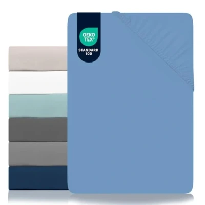 Image de Dreamzie Drap Housse 160 x 200 Microfibre (100% Polyester) Oeko Tex Matelas 160x200 Bleu Céruléen