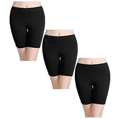 Image de wirarpa Shorty Long Boxer Femme Jambes Longues Anti Friction Cycliste Coton Lot de 3 Culotte Short Legging Invisible Noir Taille S