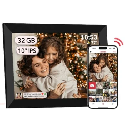 Image de AKImart Frameo Cadre photo numérique WiFi 32 Go 10,1&quot; 1280 x 800 IPS Écran tactile LCD Smart Cloud avec rotation automatique Moments Partager immédiatement via