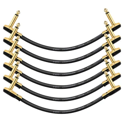 Image de Donner Guitare Patch Câble Jack Mono 15cm, Cordons Professionnel pour Pédales D&#039;effet Guitare/Basse, Pack de 6