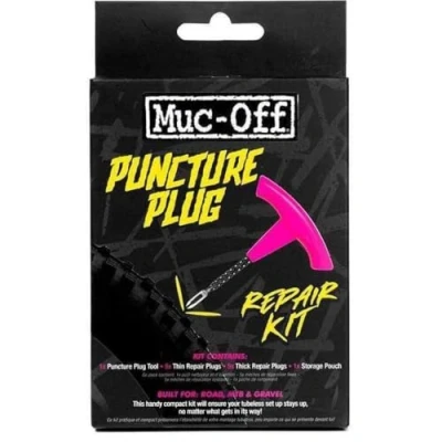 Image de Muc Off Kit de Mèches Crevaison Pneu Tubeless Réparation Vélo Comprend un Outil 2 en 1 Inséreur Alésoir, 10 et une Pochette Rangement, Noir