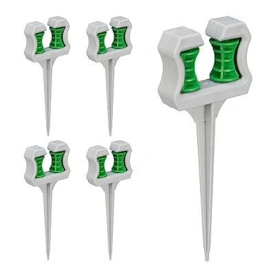 Image de Relaxdays Support pour le tuyau d’arrosage, en lot de 5, forme pointue, H x L P : 26 10 3,5 cm, gris et vert