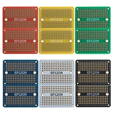 Image de EPLZON PCB Prototype Board Carte de prototypage Breadboard soudable Protoboard Circuit Imprimé Double Faces pour les projets bricolage électronique compatibles avec(12 pièces)