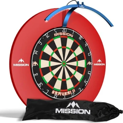 Image de Mission Darts Torus 100 Cible de fléchettes pliable et portable avec système d&#039;éclairage voyage (bleu métallique)