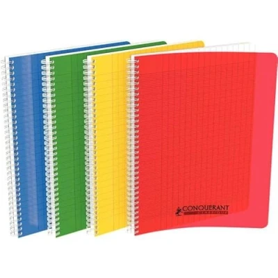 Image de Conquérant Cahier Classique A4 Grands Carreaux Seyès 180 Pages Reliure Intégrale Couverture Polypro Coloris Assortis