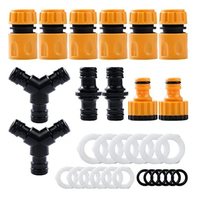 Image de EXTSUD Kit de Connecteur Robinet Tuyau d&#039;arrosage Raccords, Comprenant Raccords Rapides, Séparateur en Y, Double Mâle, Joint Torique