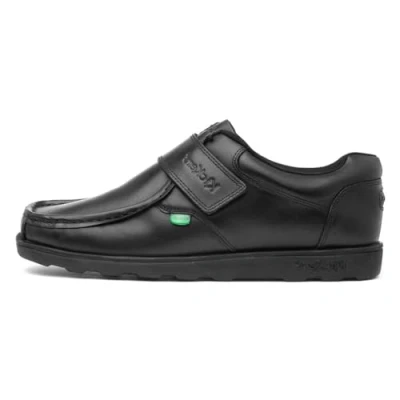 Image de Kickers Homme Fragma Single Strap MOC Toe Leather Shoes Extra Comfortable Added Durability Premium Quality Chaussures d&#039;école en Cuir, Noir, 40 EU