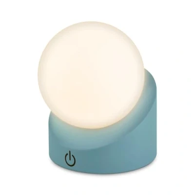 Image de BRILONER Mini lampe de table LED sans fil IP54 avec touche, variateur par paliers, batterie et source interchangeables, chevet, boule, LED, table, 10x8x9 cm, bleu