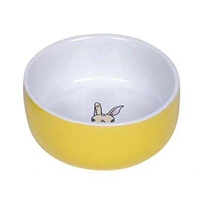 Image de Nobby Nager Rabbit Gamelle en céramique Jaune/Blanc Ø 11 cm x 4,5