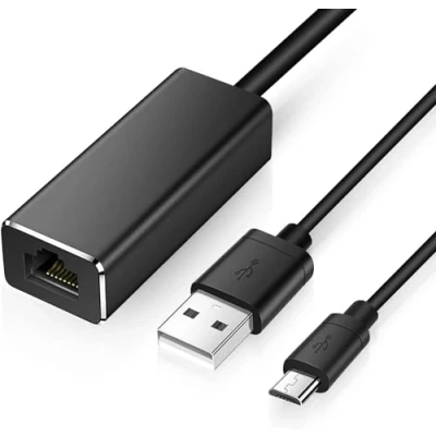 Image de XTVTX Adaptateur Réseau Micro USB vers RJ45 Ethernet,Adaptateur LAN 10/100 Mbps Ethernet pour Chromecast et Fire TV Stick (3e génération) avec 2.0 Câble d&#039;alimentation