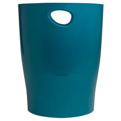 Image de Exacompta Réf. 45328D Lot de 8 corbeilles à papier, poubelles ECOBIN NeoDeco avec poignées Volume 15 litres Dimensions 26,3 x 33,5 cm Pour bureau ou maison Couleur Bleu Canard