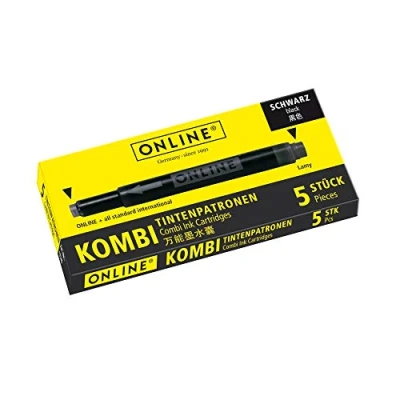 Image de ONLINE 5x Recharges d&#039;encre pour stylos plumes I compatible avec LAMY, Pelikan etc encre noir cartouches universelles stylo à plume et roller cartouches, non effaçable