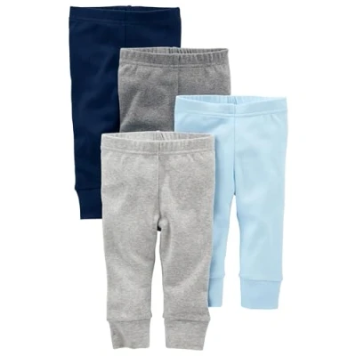 Image de Simple Joys by Carter&#039;s 4 Pack Neutral Pant Pantalons, Bleu/Gris/Blanc, 0 Mois (Lot de 4) Unisex Baby
