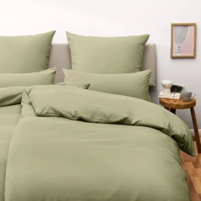 Image de Blumtal Housse de Couette 135x200 + taie d&#039;oreiller 40x80cm Parure lit certifié Oeko TEX Vert Olive