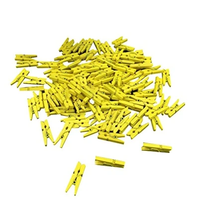 Image de Bluelans® Lot de 100 mini pinces à linge colorées en bois Jaune
