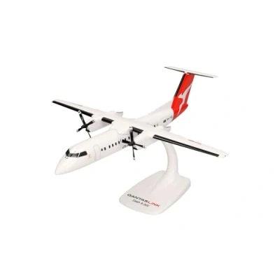 Image de herpa Snap Fit modèle d&#039;avion QantasLink DHC 8 300 VHTQZ “Bundaberg, Miniature à l&#039;échelle 1:100, pièce de Collection, avec Support, Plastique