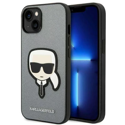 Image de Karl Lagerfeld Saffiano Head Patch Case Etui iPhone 14 Plus (srebrny) KLHCP14MSAPKHG