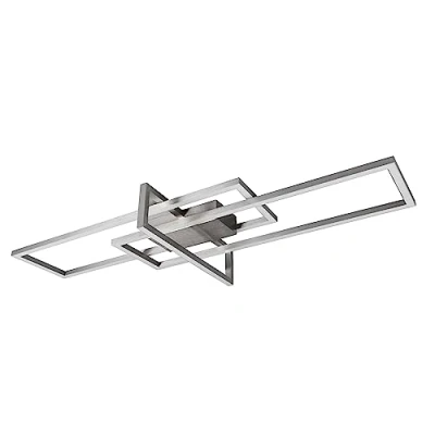 Image de Trio, Plafonnier, Salinas incl. 1 x LED,SMD,34,0 Watt,3000K,3900 Lm. Corps: Métal, Nickel mat L:100,0cm, L:40,0cm, H:11,5cm Réglable avec interrupteur,IP20,Non variable