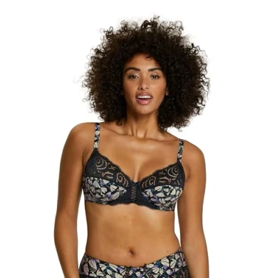 Image de SANS COMPLEXE Amelie Print 70AAG76 Soutien Gorge Classique Armatures, Imprimé Tulipes Noir, 90D Femme