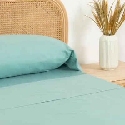 Image de TRAMAS+ Drap carré et Demi 140x200, 100% Coton, Linge de lit, 2 taies d&#039;oreiller, Standard 100 by Oeko TEX Green Tiffany