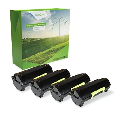 Image de Green2Print Toner 4 Cartouches Noires 4X 10000 Pages remplace Lexmark 50F0XA0, 502XA, 50F2X00, 502X, 50F2X0E, 502XE pour MS410D, MS410DN, MS415DN, MS510DN, MS610DN, MS610DE, MS610DT