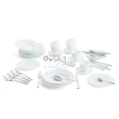 Image de Luminarc Trianon Boîte de 18 assiettes, 6 tasses et 24 couverts 24,5 x 22,5 19,5 cm/22 cl/26 cm 2,5 mm Multicolore