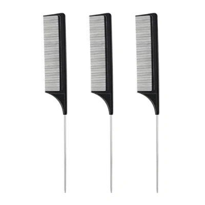 Image de Eupneicu Peigne Queue [3 Piecès], Ensemble De Peignes À Cheveux, En Fibre Carbone Pour Les Cheveux Et Hommes Femmes Avec Différents Types [Noir]