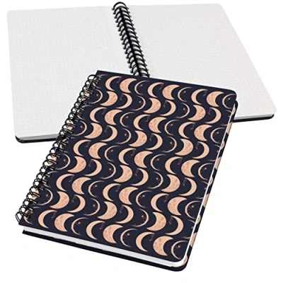 Image de SIGEL JN624 Jolie Carnet de notes à spirale, Moonlight Melody, pointillés (réglure dot), 100 g/m², 16,2 x 21,5 cm, couverture rigide, 120 pages, noir, beige, abricot