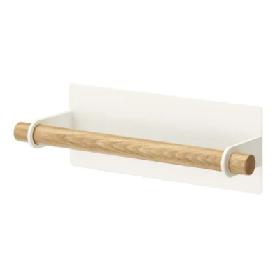 Image de Yamazaki 2570 Tosca Porte Serviettes magnétique L, Blanc, Acier/Bois, Minimaliste, 28 x 7 6 c m