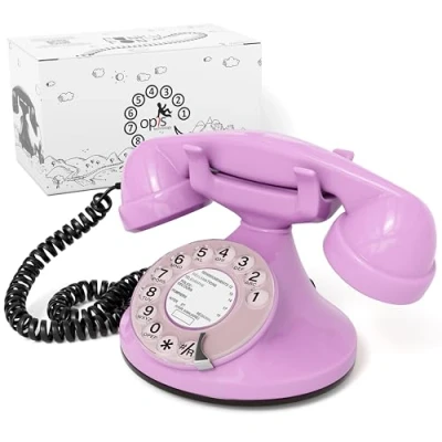 Image de OPIS FunkyFon Cable : Téléphone fixe à cadran rotatif au style des 1920 Neuf