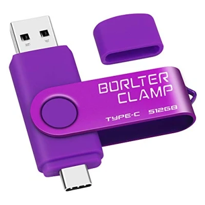 Image de Clé USB Type C 512 Go, BorlterClamp Mémoire Stick Double Connecteur 3.0 U Disque Flash Drive pour Smartphone Android Samsung S10/S9, Huawei Honor, etc., Tablette et Ordinateur (Violet)