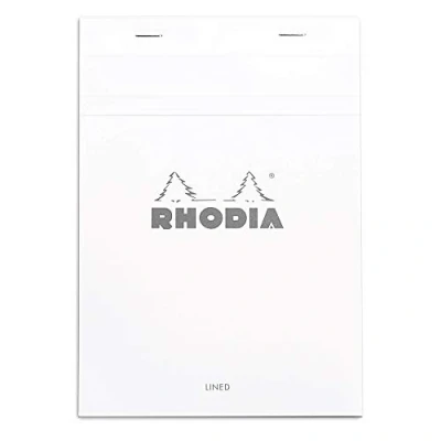 Image de RHODIA 16601C Bloc Notes Agrafé N16 White A5 14,8 x 21 cm Ligné 80 Feuillets Détachables Papier Clairefontaine Blanc g/m² Couverture en Carte Enduite Souple, Résistante et Imperméable