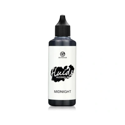 Image de Octopus 100 ml Fluids Alcohol Ink MIDNIGHT, Encre à alcool pour Fluid Art et Resin Art, résine époxy, noir