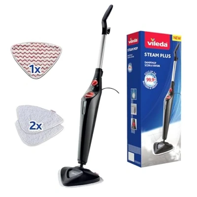 Image de Vileda Steam Plus Edition Triangulaire avec Power Pad, balai vapeur, performance de nettoyage hygiénique sans utilisation produits chimiques, pour tous les sols durs et moquettes