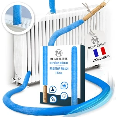 Image de l&#039;ORIGINAL Brosse Radiateur Longue 115cm I pour sans Rayures Plumeau avec Housse Flexible et Lavable de Nettoyage Un Air Ambiant Agréable (Bleu)