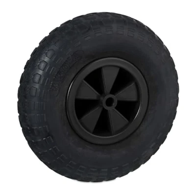Image de Relaxdays Roue de brouette 3.50 6, Caoutchouc, Jante en Plastique, Rechange pour Chariot, Jusqu’à 100 kg, Noir