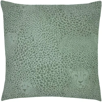 Image de furn. Cheetah caché Polyester Coussin Rempli, Coton, Sage, 50 x 50cm