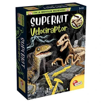 Image de Lisciani Super Kit Déterre le bloc et construis squelette Jeu educatif cientifique pour enfants á partir de 7 ans, 80632, SUPERKIT VELOCIRAPTOR