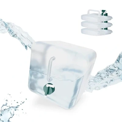 Image de Relaxdays Jerricans carrés pliants en Lot de 4, 10 litres, Contenant à Eau, avec Robinet, sans BPA, Transparent
