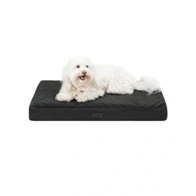 Image de lionto Lit orthopédique, 76 x 51 8 cm, robuste, avec peluche douce, housse amovible et lavable, imperméable, convient aux petits grands chiens chats, noir